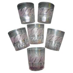 verres à julep ou à bar en cristal taillé du 19e siècle avec motif de feuille de menthe