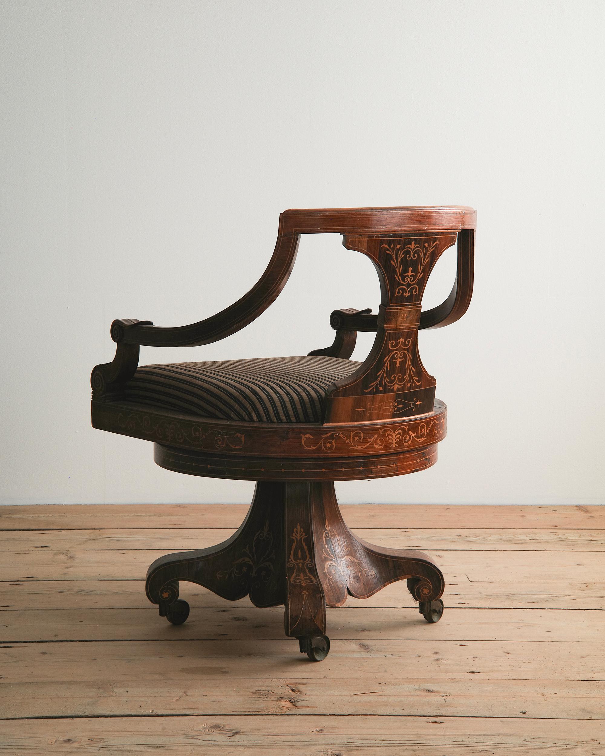 19. Jh., Dänischer Schreibtisch-Drehstuhl im Angebot 2