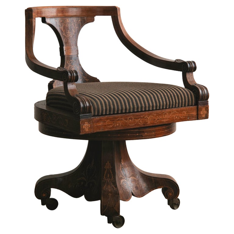 19th c, Danish Revolving Desk Chair For Sale at 1stDibs