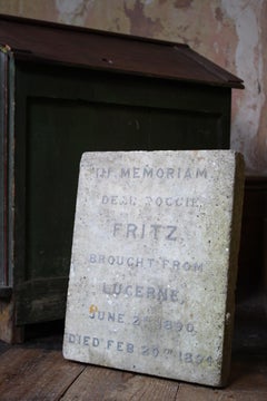 19th C "Dead Doggie Fritz" MarblenGrave Marker Dog Head Stone Grave Marker Curio