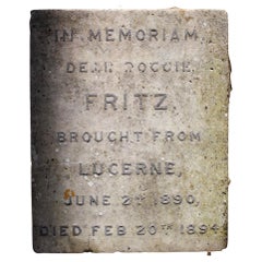 Antique 19th C "Dead Doggie Fritz" MarblenGrave Marker Dog Head Stone Grave Marker Curio