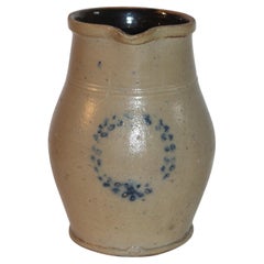 19th C Decorated Stone Ware Pitcher