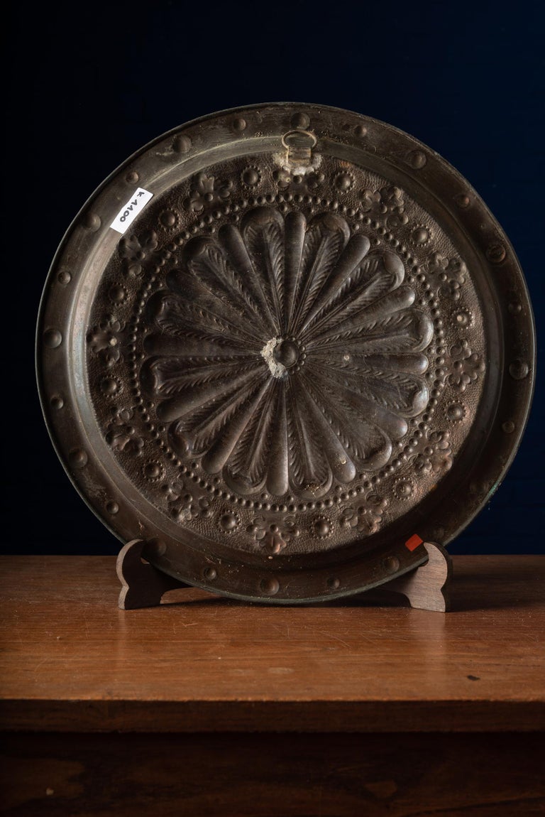 19th C., Decorative Metal Plate with Ornaments For Sale at 1stDibs