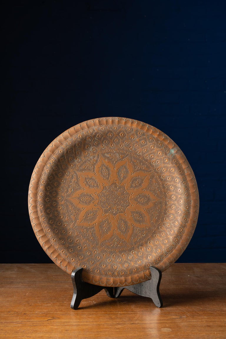 19th C., Decorative Metal Plate with Ornaments For Sale at 1stDibs