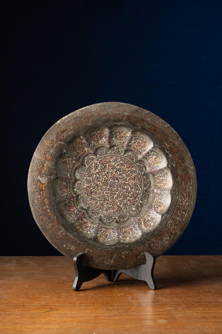 19th C., Decorative Metal Plate with Ornaments For Sale at 1stDibs