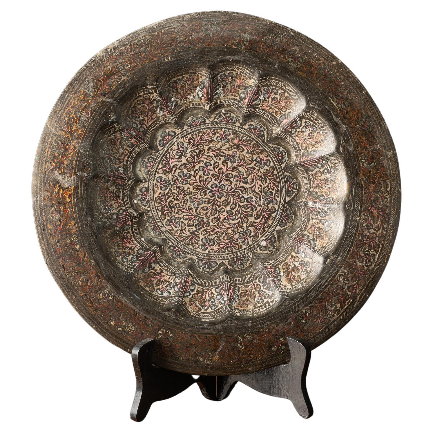 19th C., Decorative Metal Plate with Ornaments