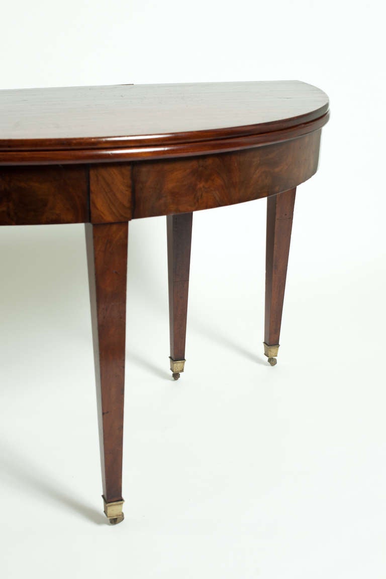 French 19th Century Demi-Lune Directoire Oak Wood and Veneer  Dining Room Table For Sale