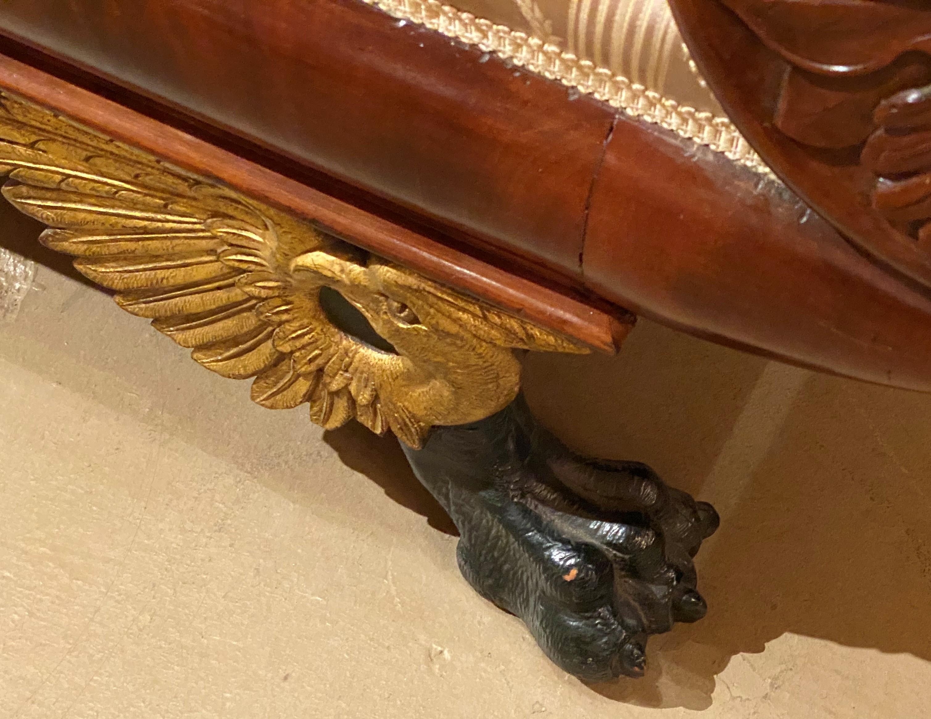 19th C Diminutive Classical Mahogany Recamier with Gilt Eagle & Claw Feet 3
