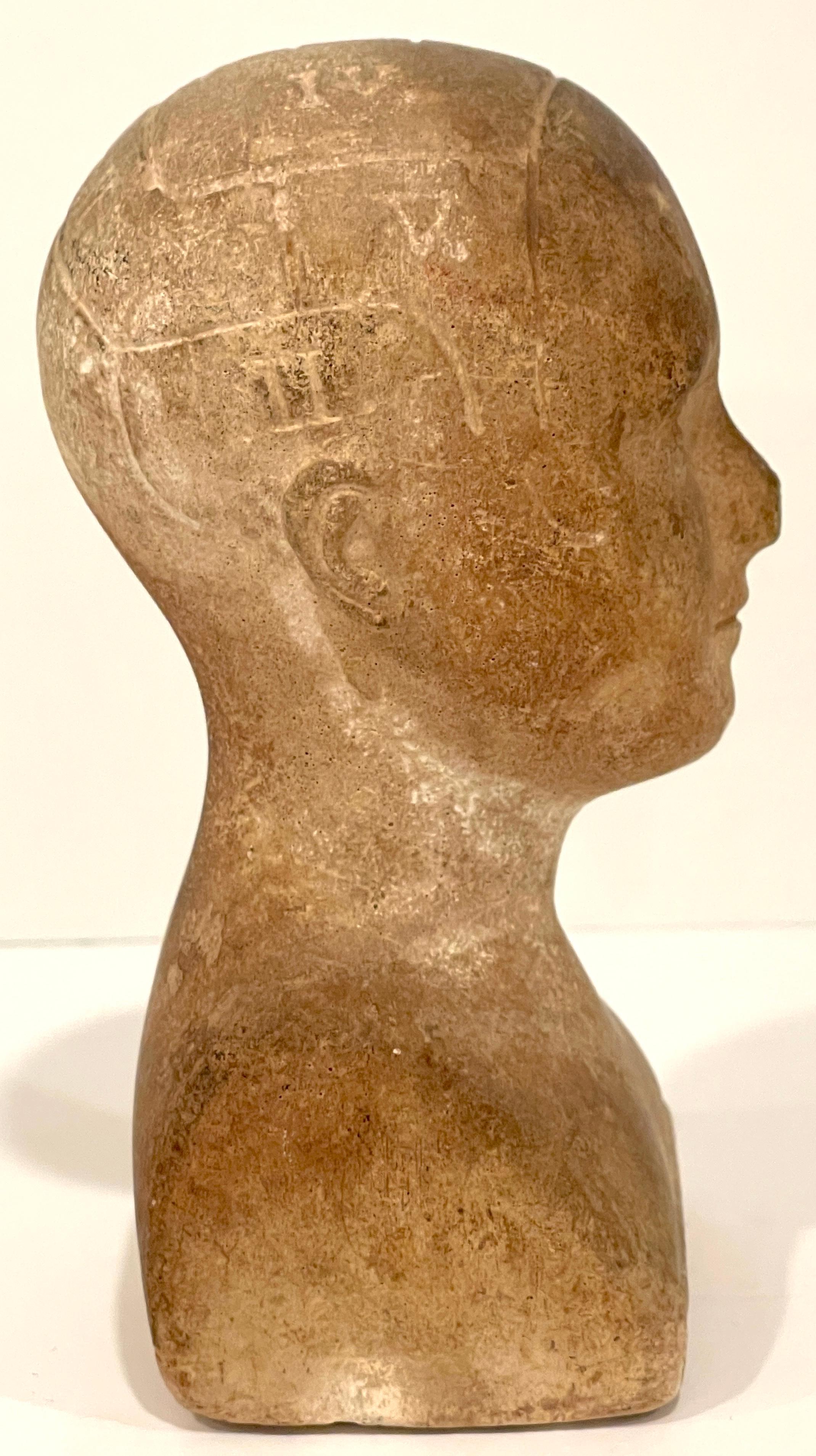 English 19th C. Diminutive Plaster Phrenology Head, Atribb. A.L. Vago London, C.1870 For Sale