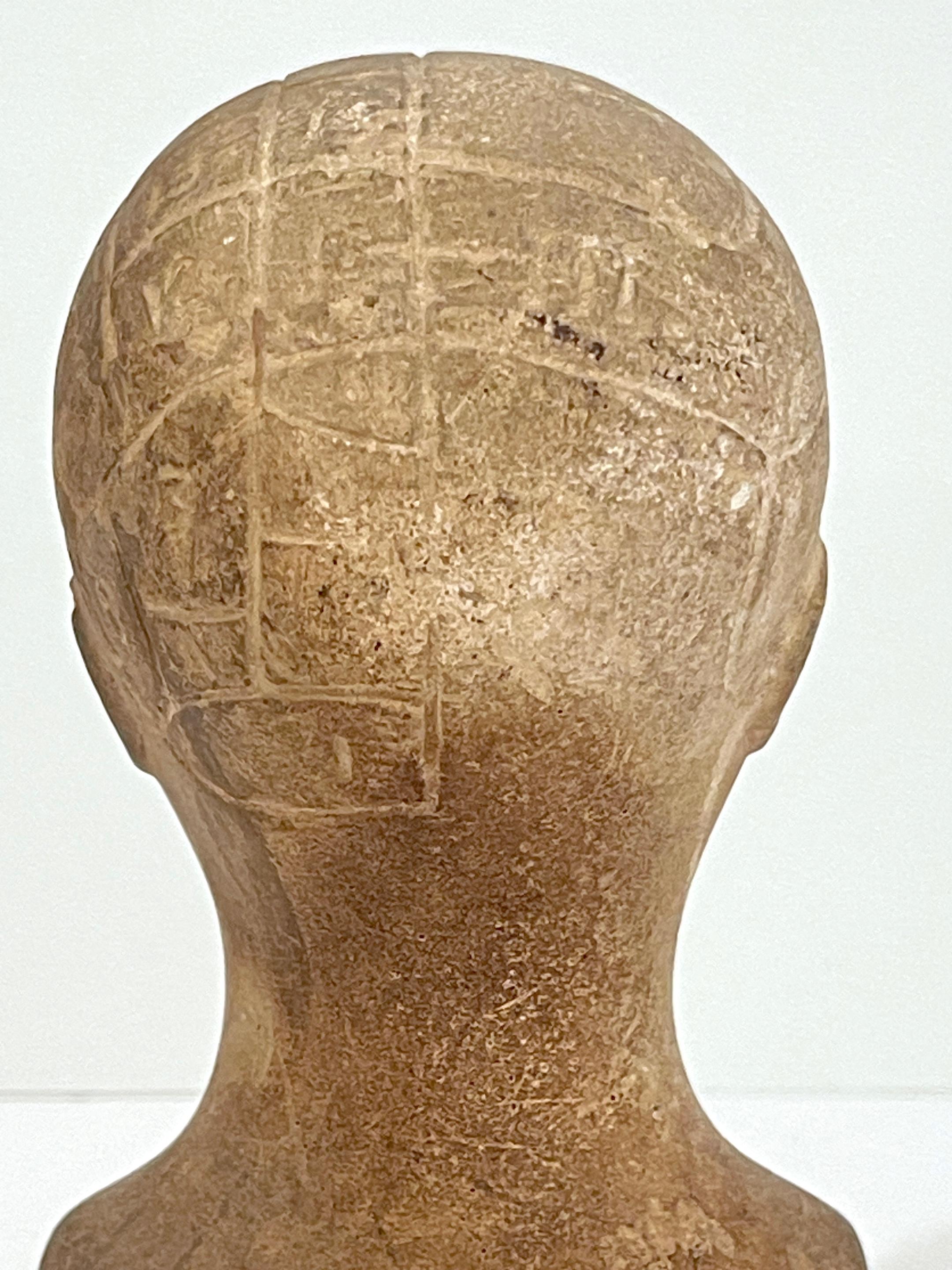 19th C. Diminutive Plaster Phrenology Head, Atribb. A.L. Vago London, C.1870 In Good Condition For Sale In West Palm Beach, FL