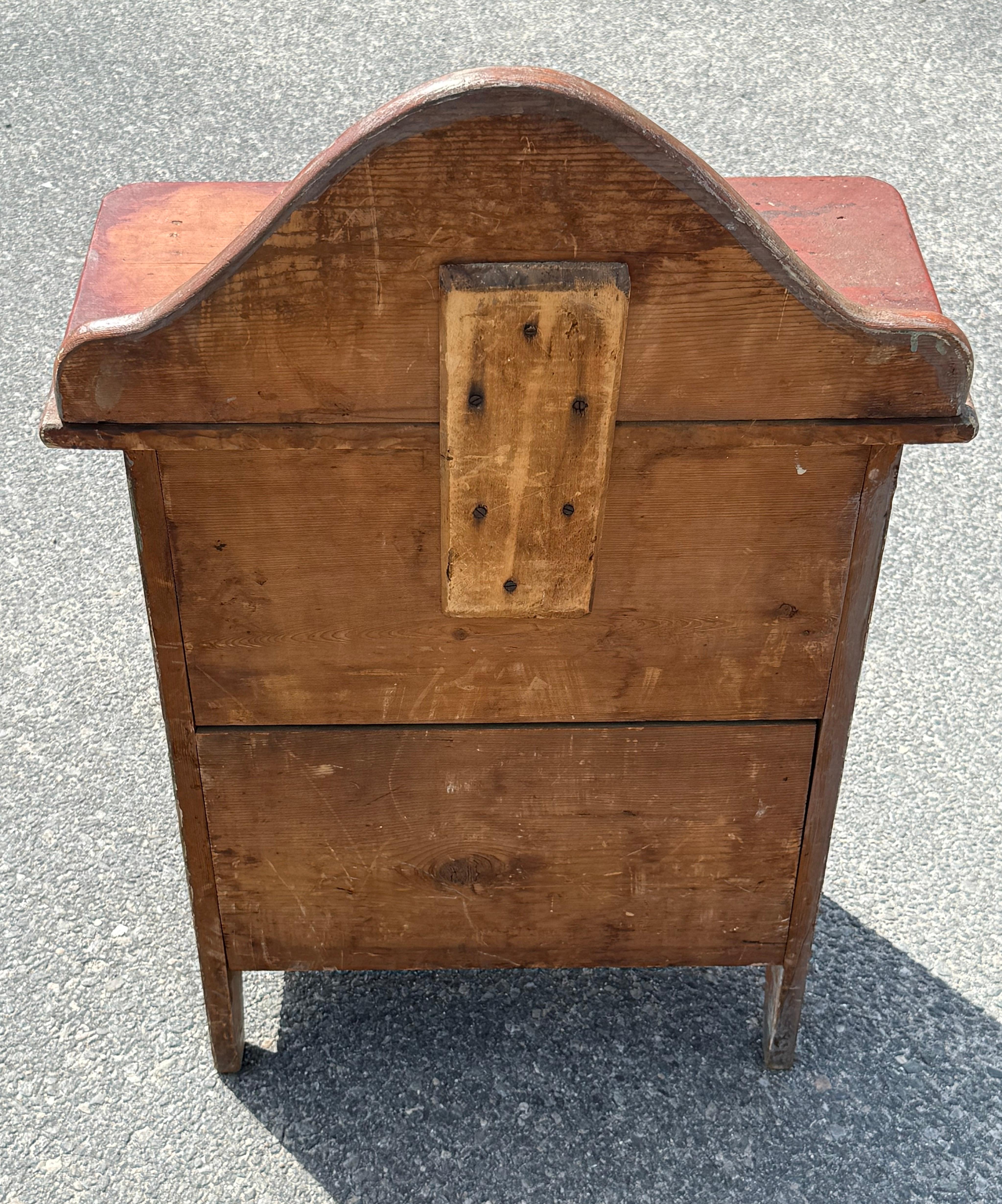 19th. C. Diminutive Two Drawer Chest in Original Red Paint In Good Condition For Sale In Nantucket, MA