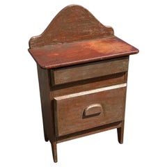 19th. C. Diminutive Two Drawer Chest in Original Red Paint