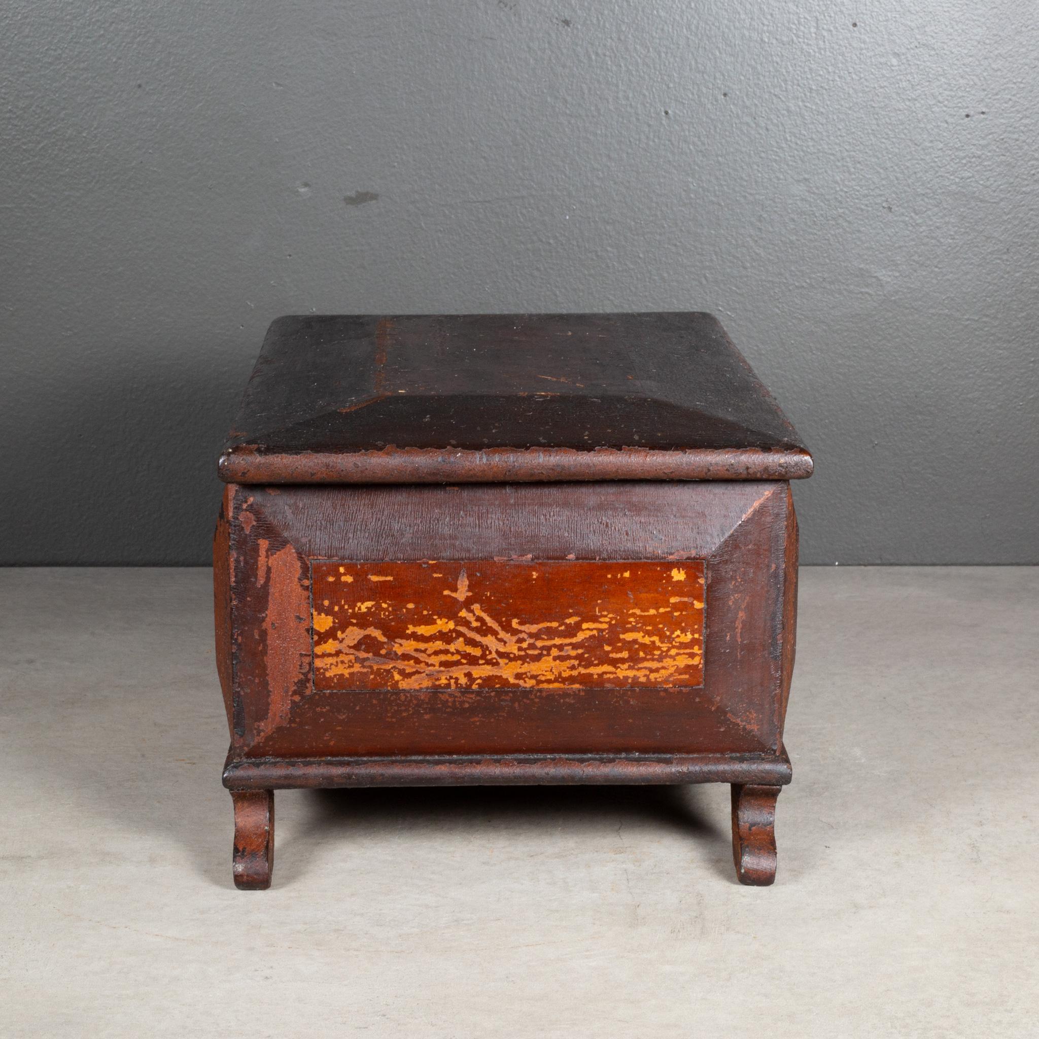 Victorian 19th c. Distressed Scroll-Footed Box For Sale