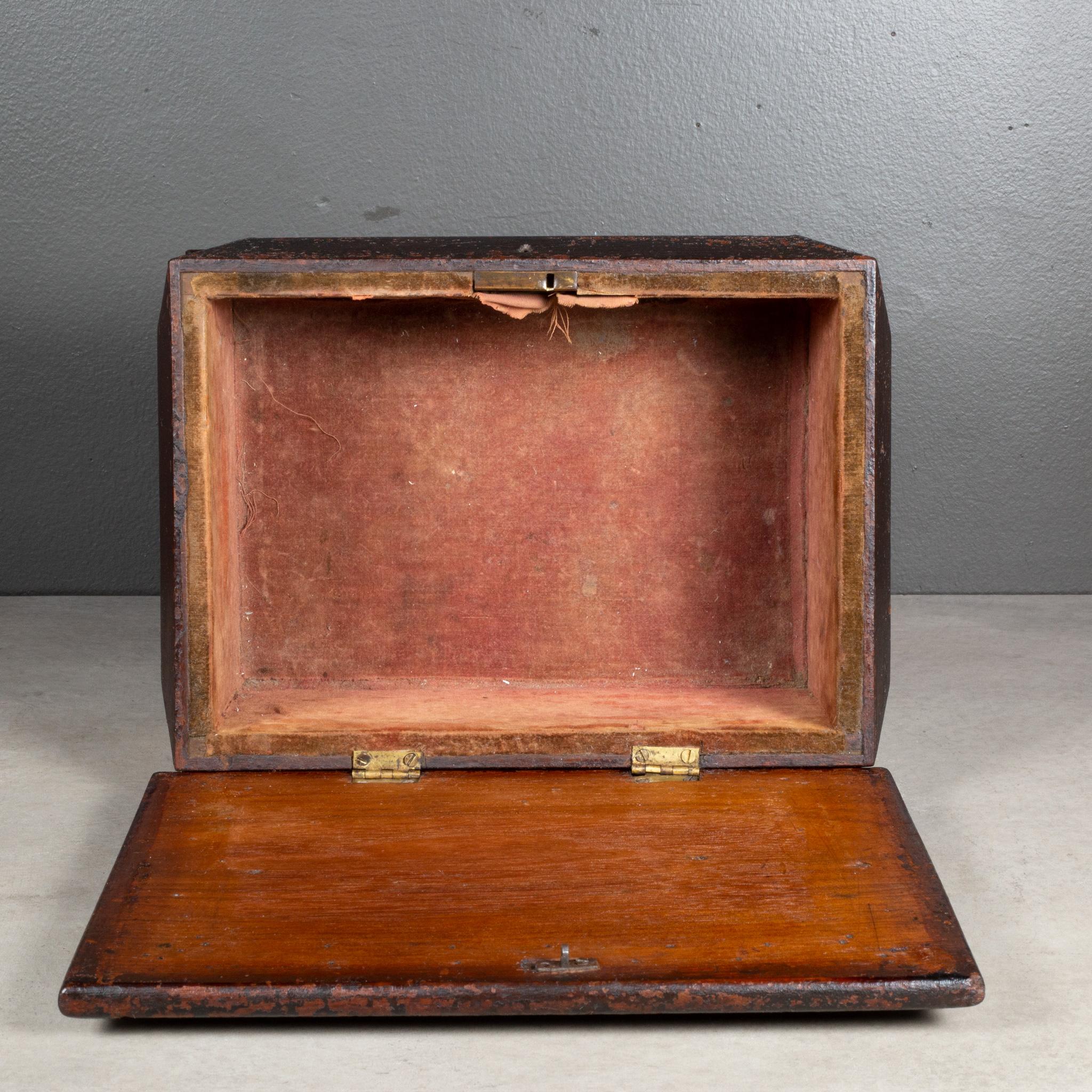 Wood 19th c. Distressed Scroll-Footed Box For Sale