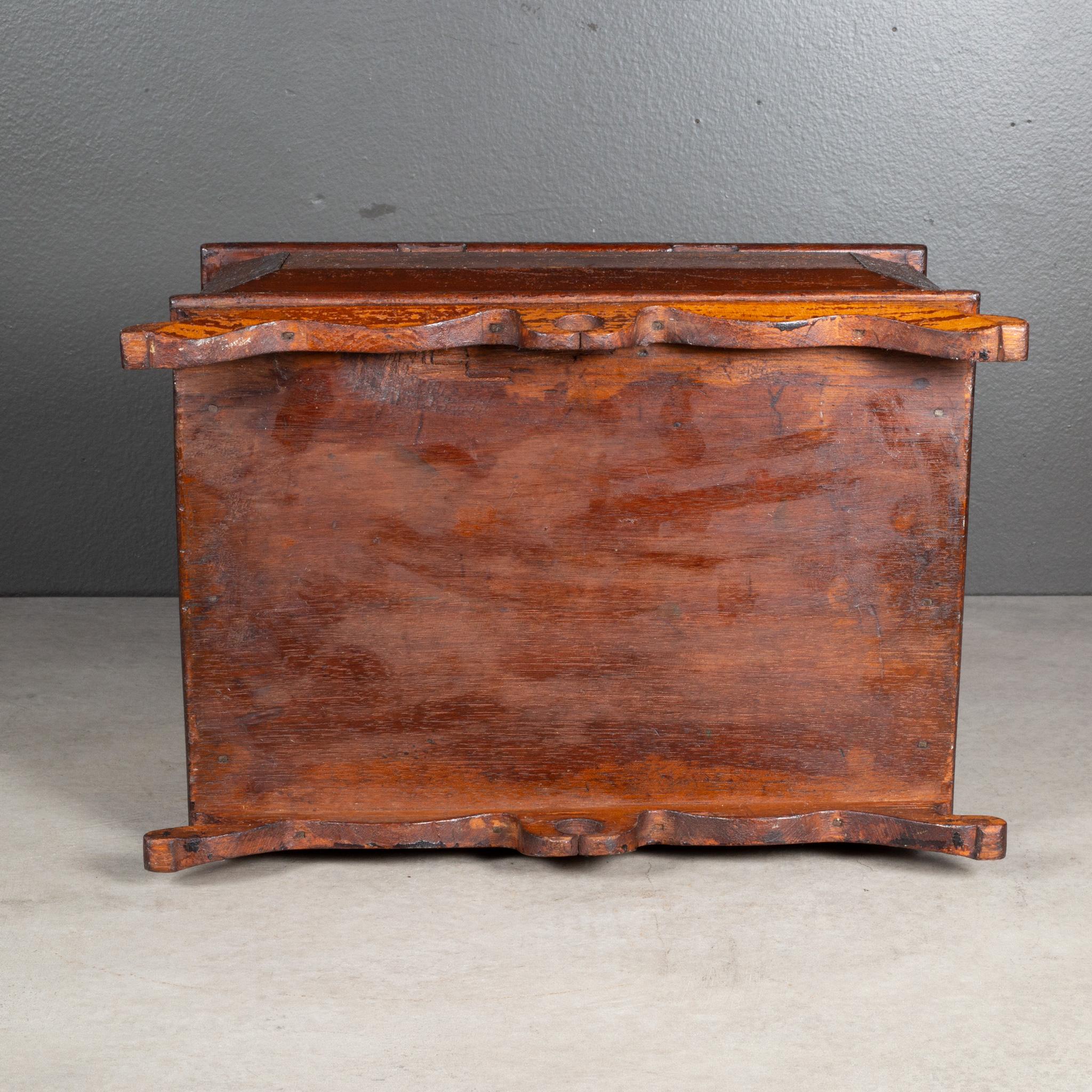 19th c. Distressed Scroll-Footed Box For Sale 1
