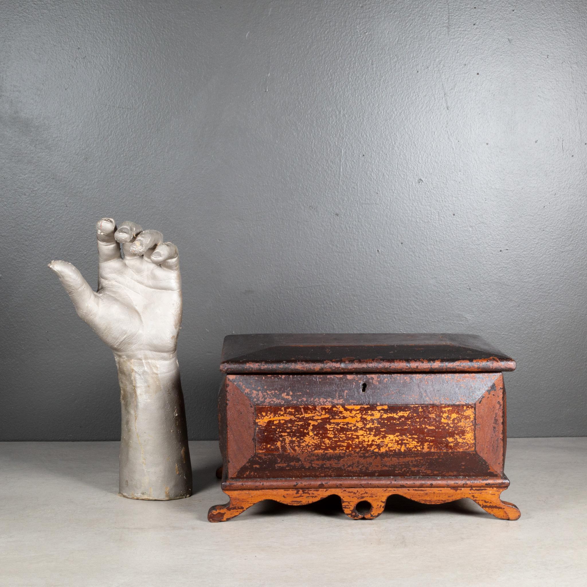 19th c. Distressed Scroll-Footed Box For Sale 2