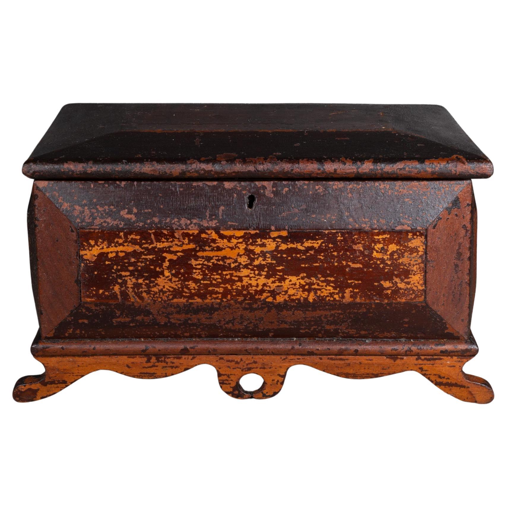 19th c. Distressed Scroll-Footed Box For Sale