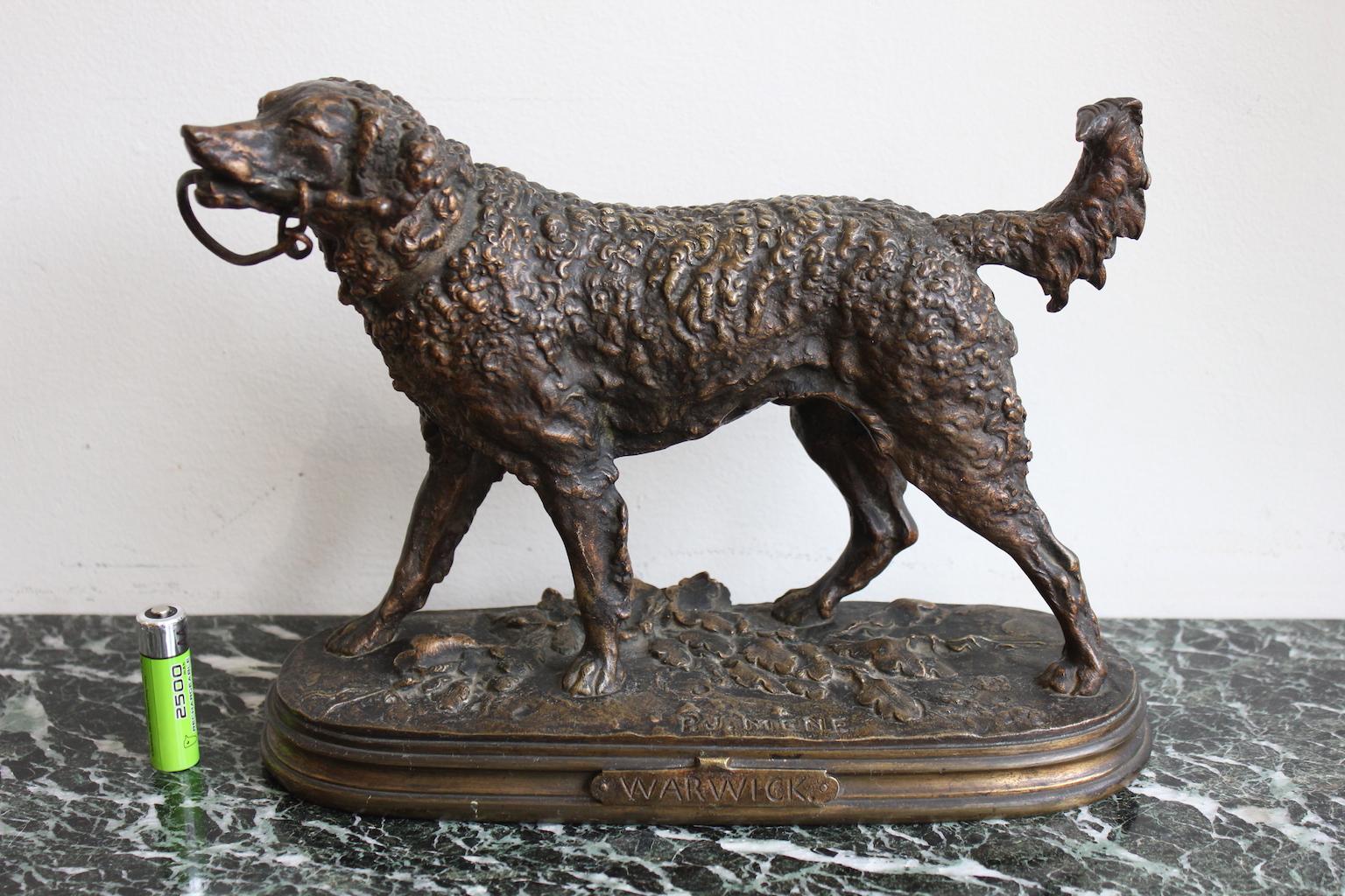 19th Century Dog Sculpture by Pj Mene, Warwick 6
