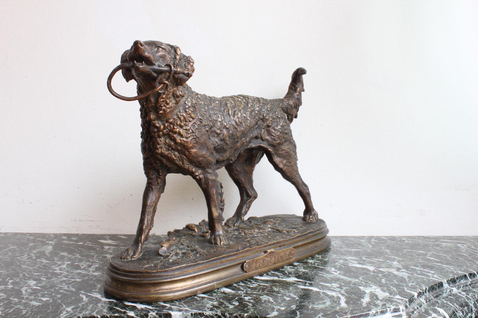 Dog sculpture by Pj Mene, Warwick
19th century cast iron, large size. In good condition.
Measures: Width 27cm, height 20cm, depth 10cm.