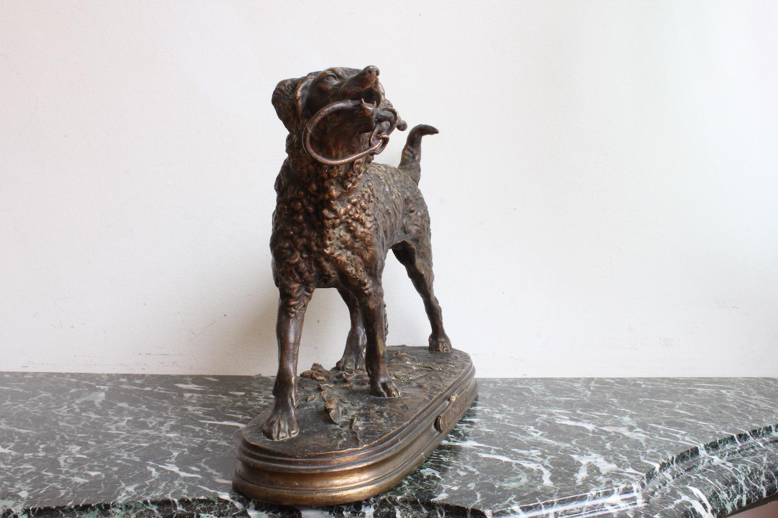 French 19th Century Dog Sculpture by Pj Mene, Warwick