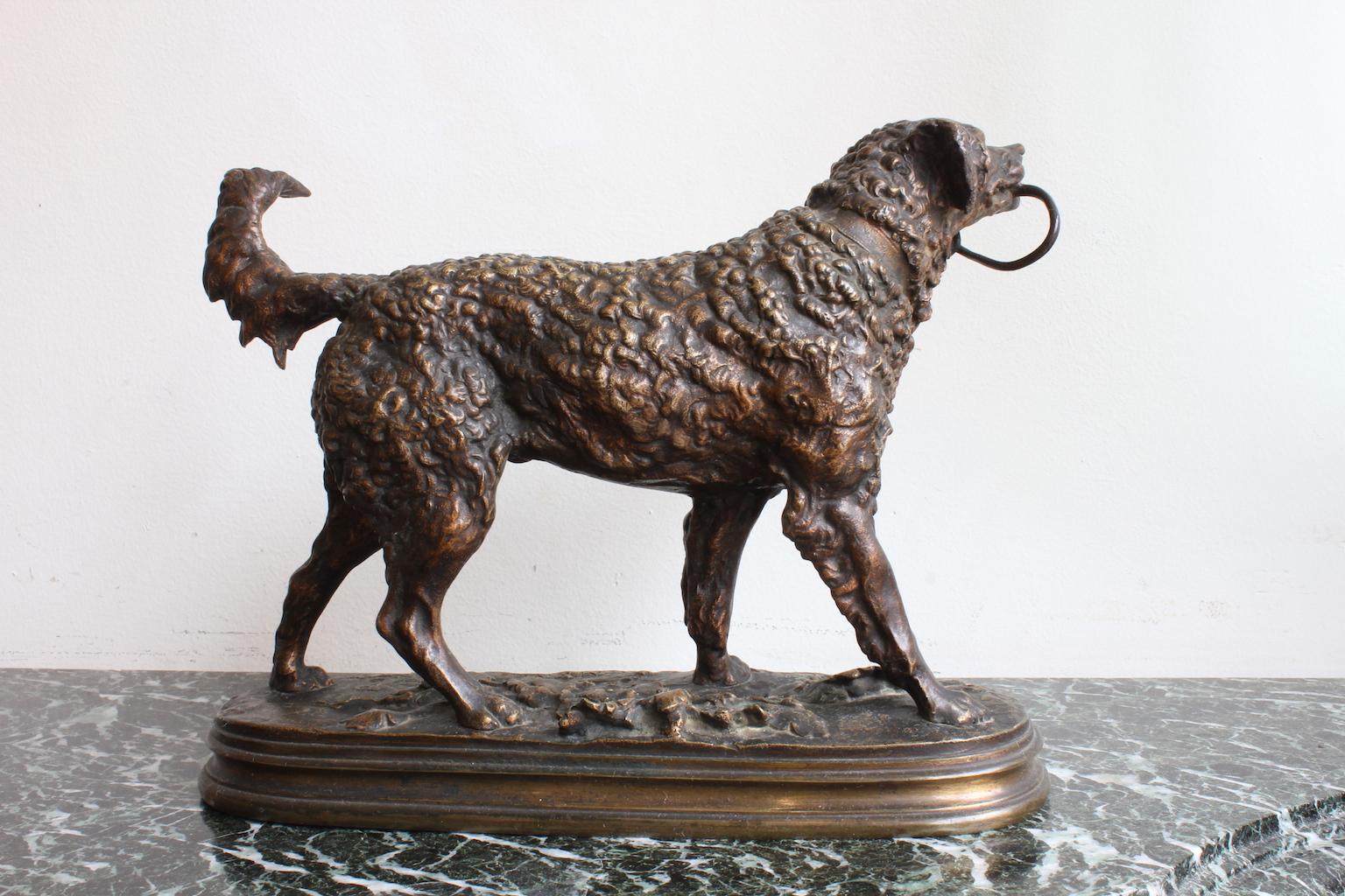 Patinated 19th Century Dog Sculpture by Pj Mene, Warwick