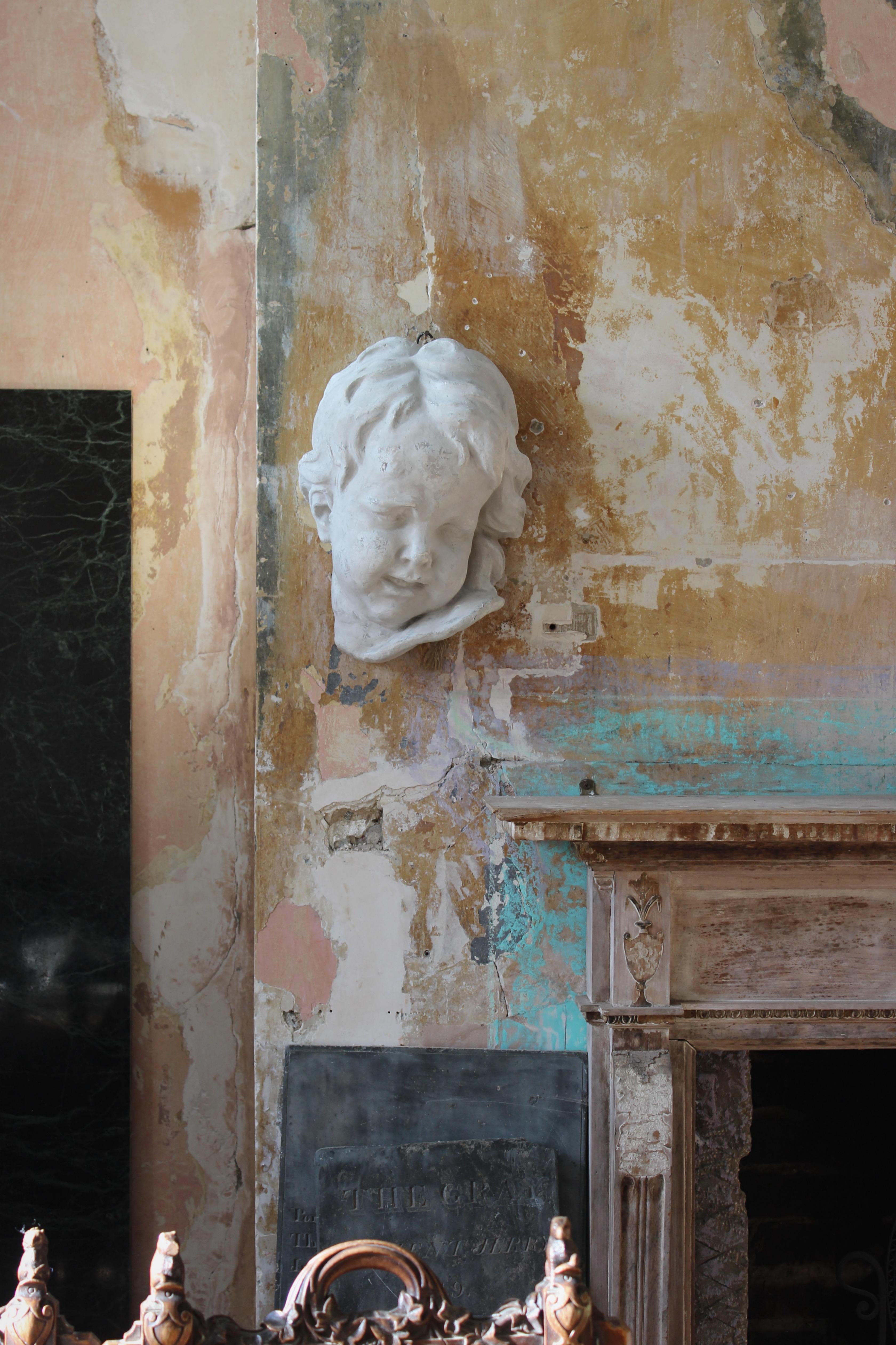 19th Century 19th C Domenico Brucciani Oversized Putto Plaster Classical Bust Grand Tour For Sale
