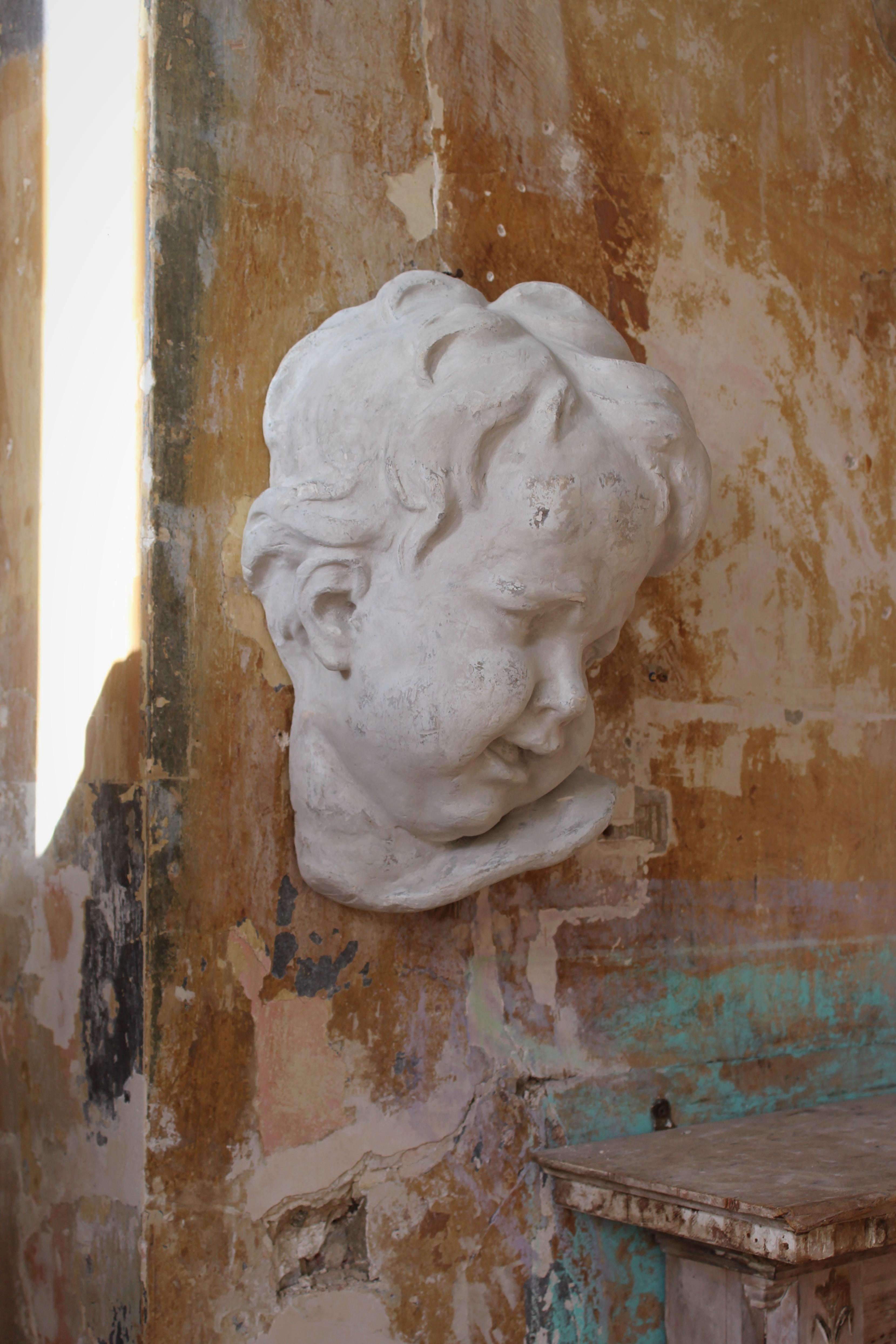 19th C Domenico Brucciani Oversized Putto Plaster Classical Bust Grand Tour For Sale 2