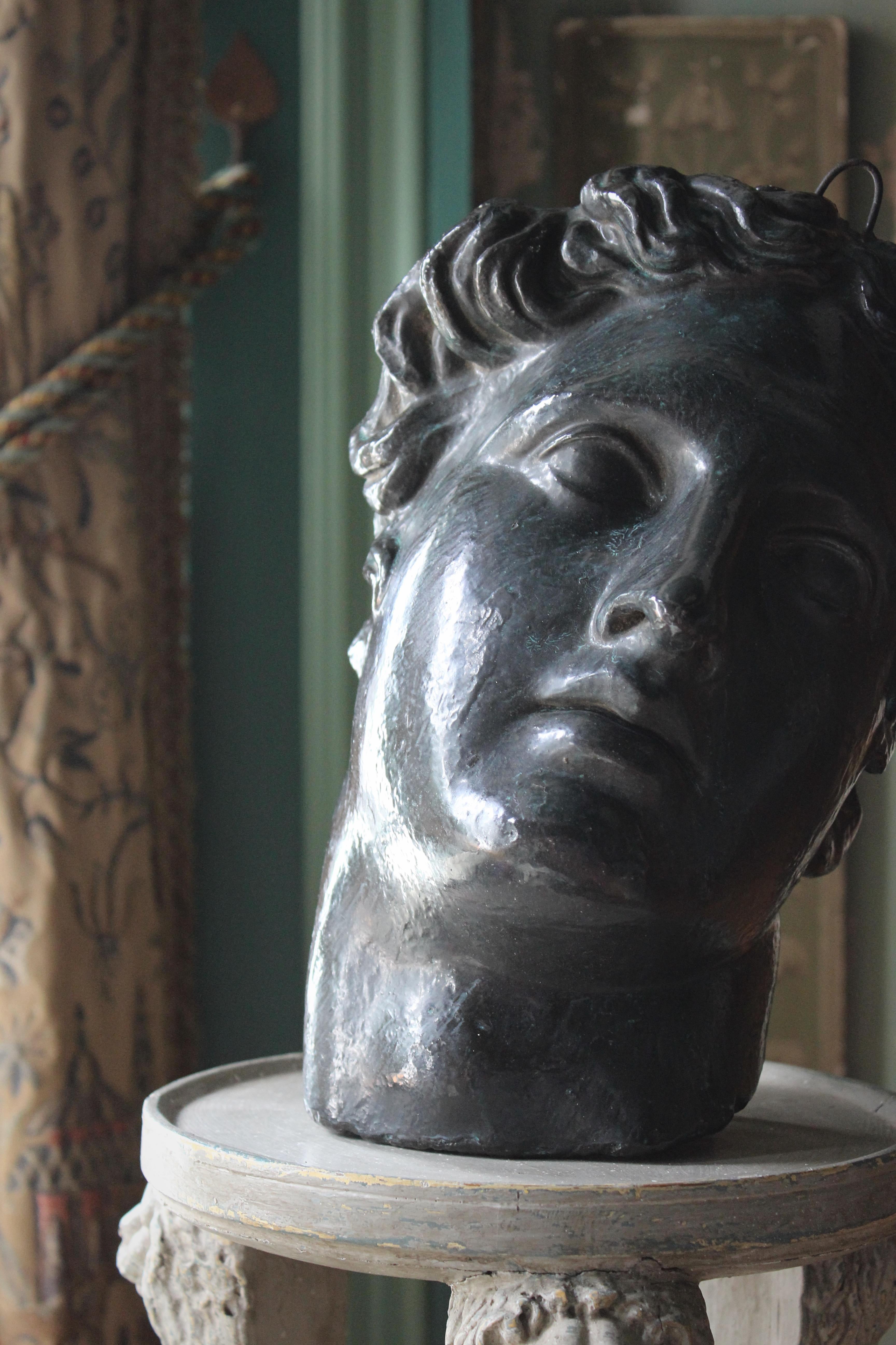 English 19th C Domenico Brucciani Plaster Classical Bust Faux Bronze Grand Tour Museum
