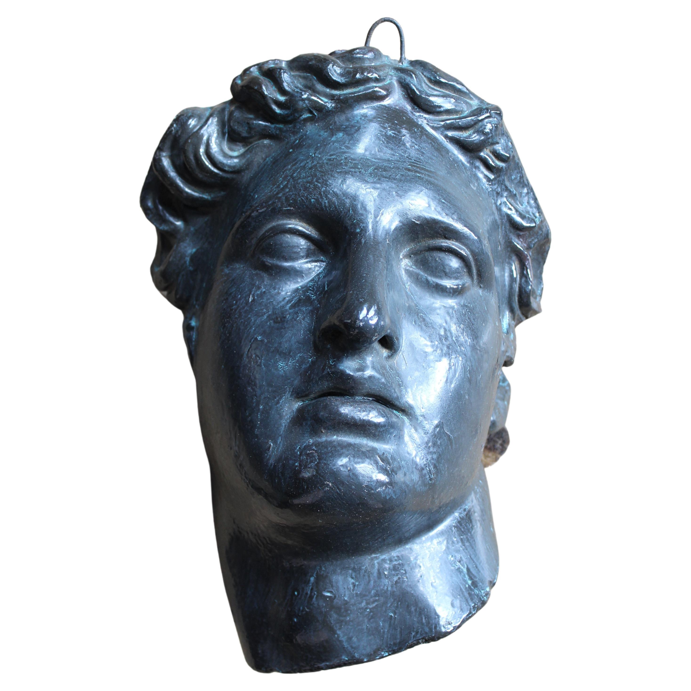 19th C Domenico Brucciani Plaster Classical Bust Faux Bronze Grand Tour Museum