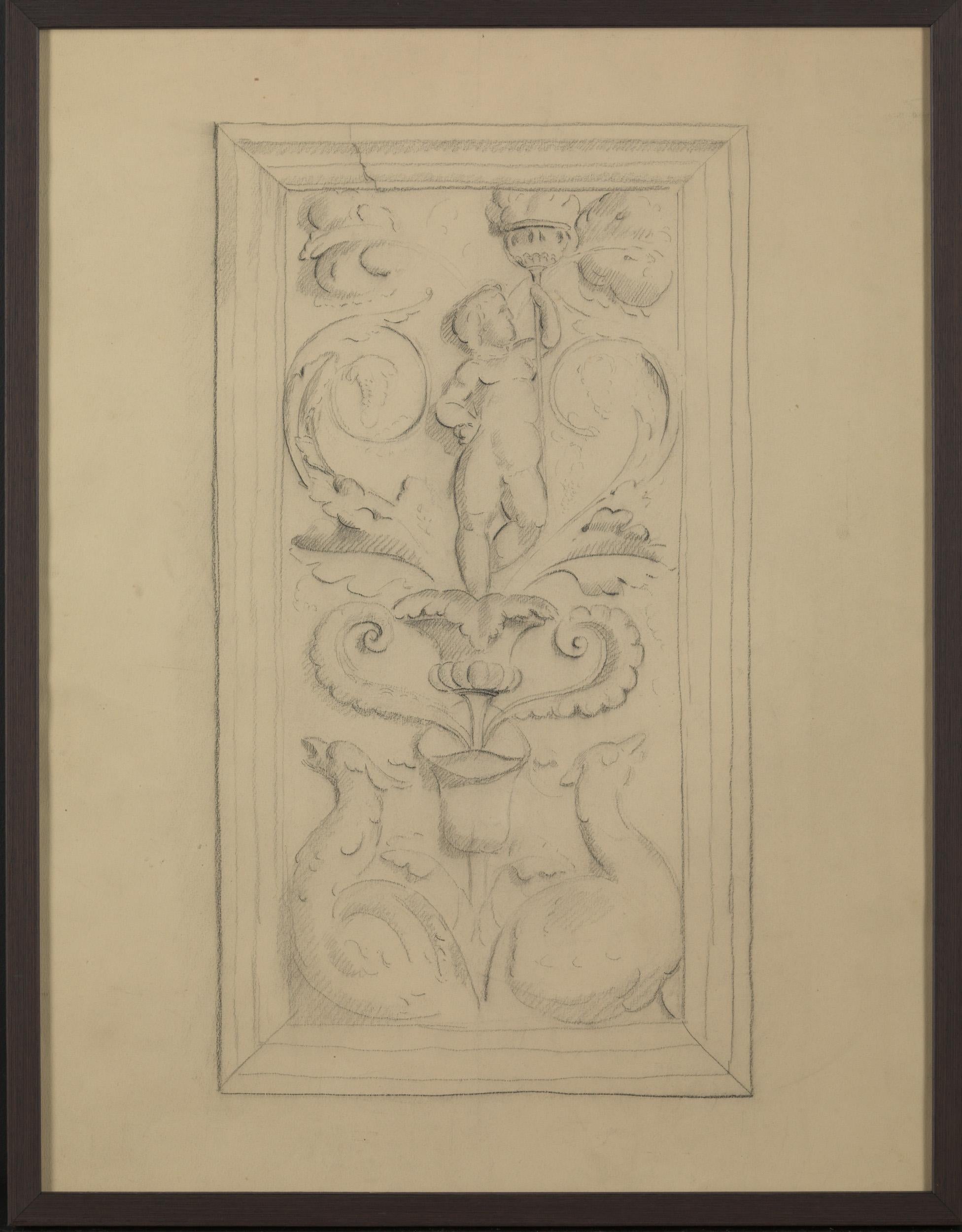 Unknown Academy Student 19th C Drawing, pencil on paper, framed, signed and dated.