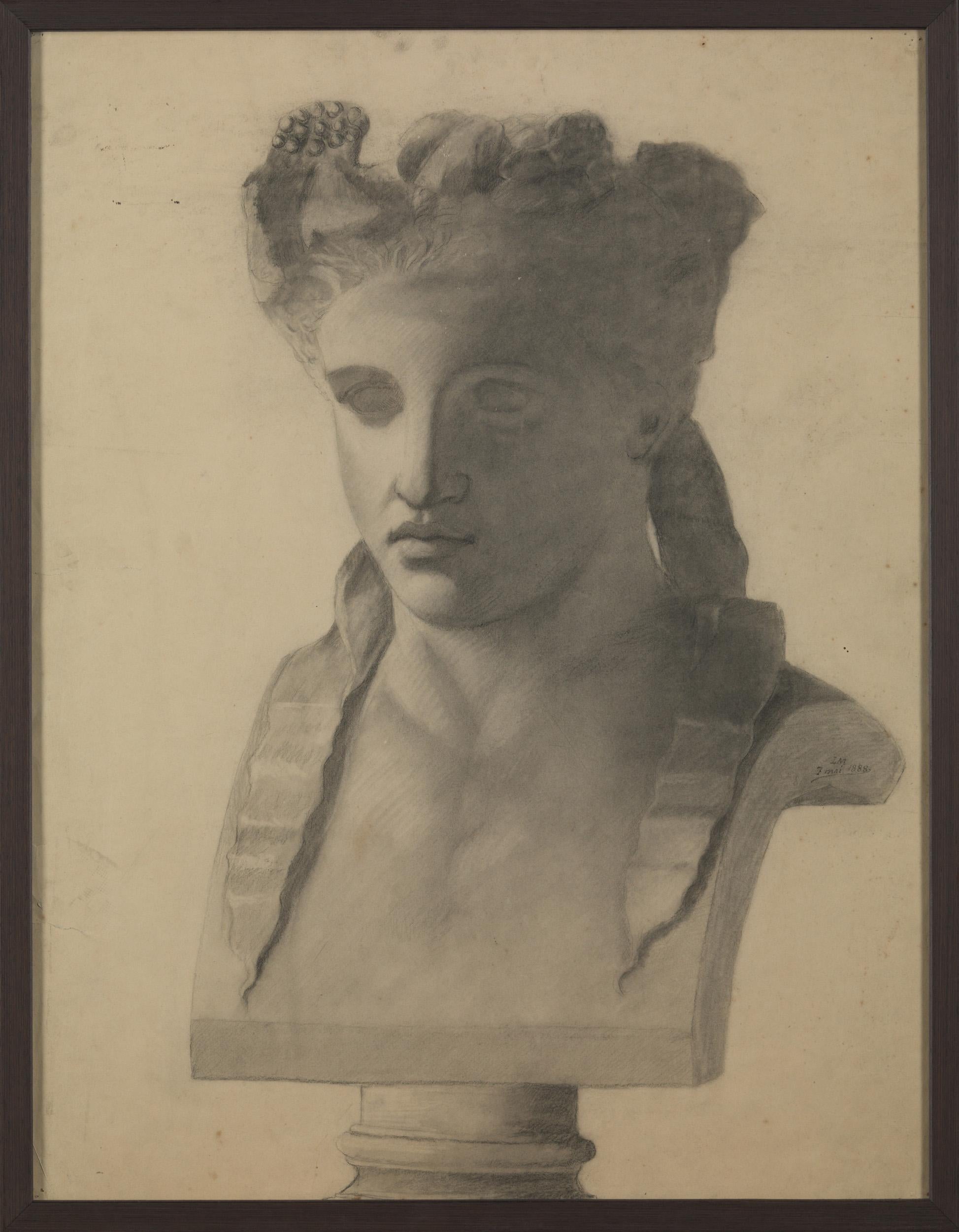 Unknown Academy Student 19th C Drawing, pencil on paper.