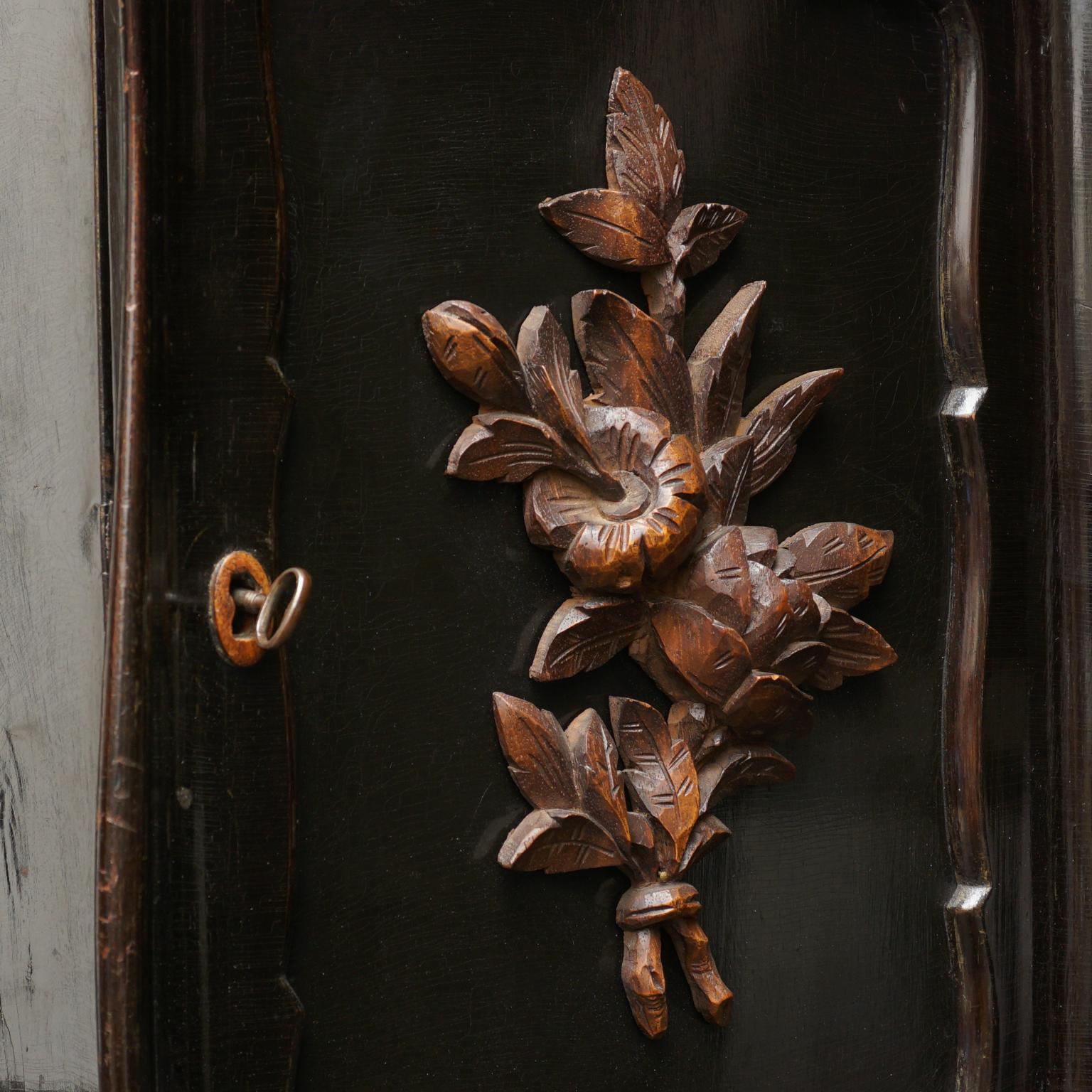Dutch Blackened Oak, Mahogany and Walnut Wood Cigar Cabinet with Drawers 10
