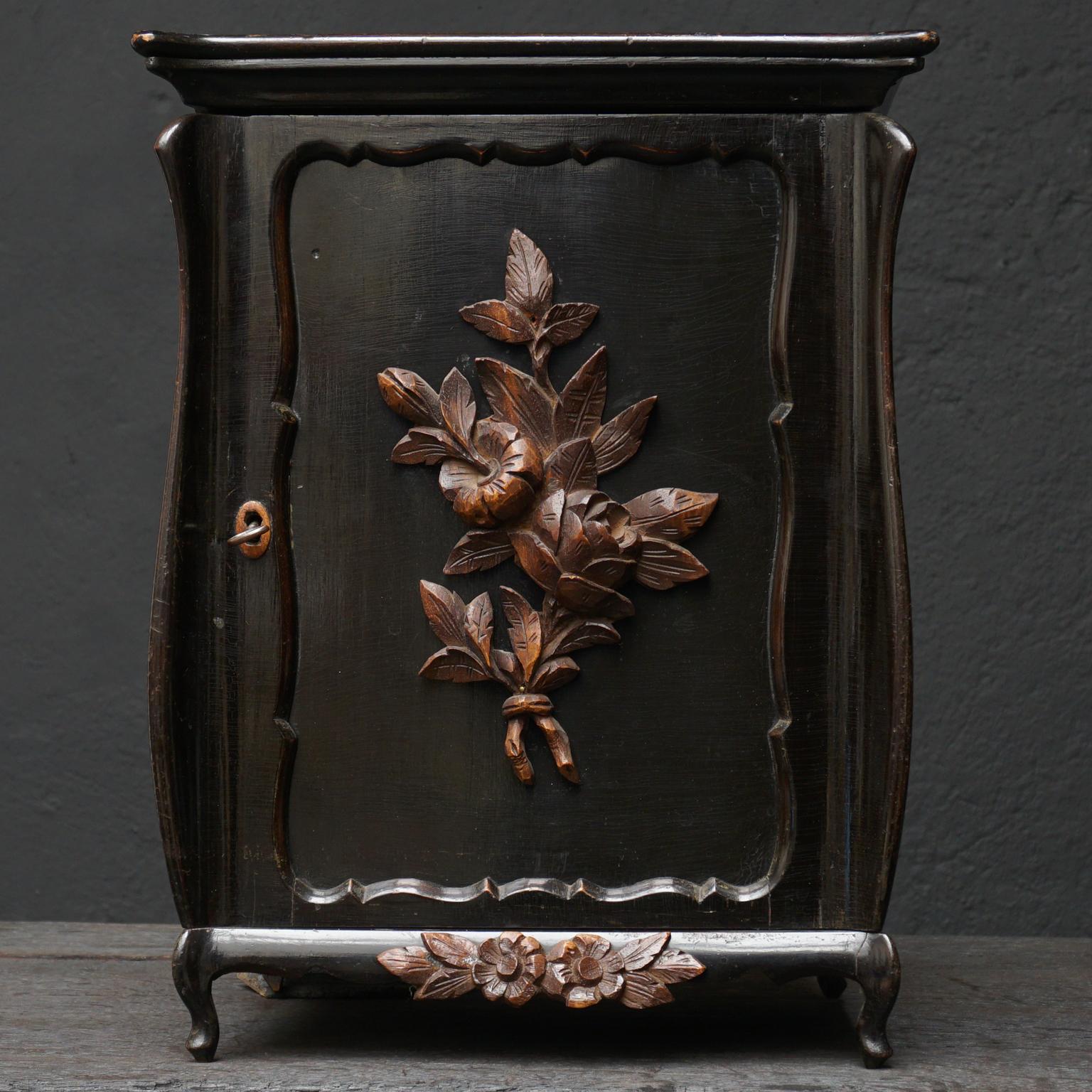 Dutch Blackened Oak, Mahogany and Walnut Wood Cigar Cabinet with Drawers 3