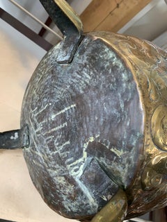 19th Century Dutch Brass and Copper Bin with Paw Feet and Handles