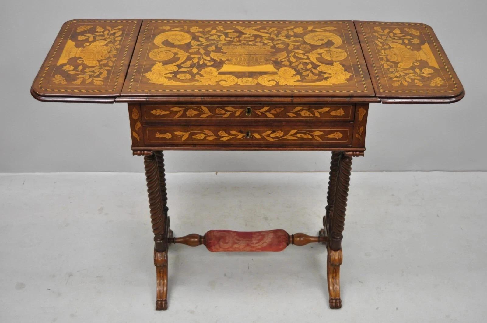 XIXe siècle A.C. I.C. Regency Style Drop Leaf Sewing Stand Side End Table en vente