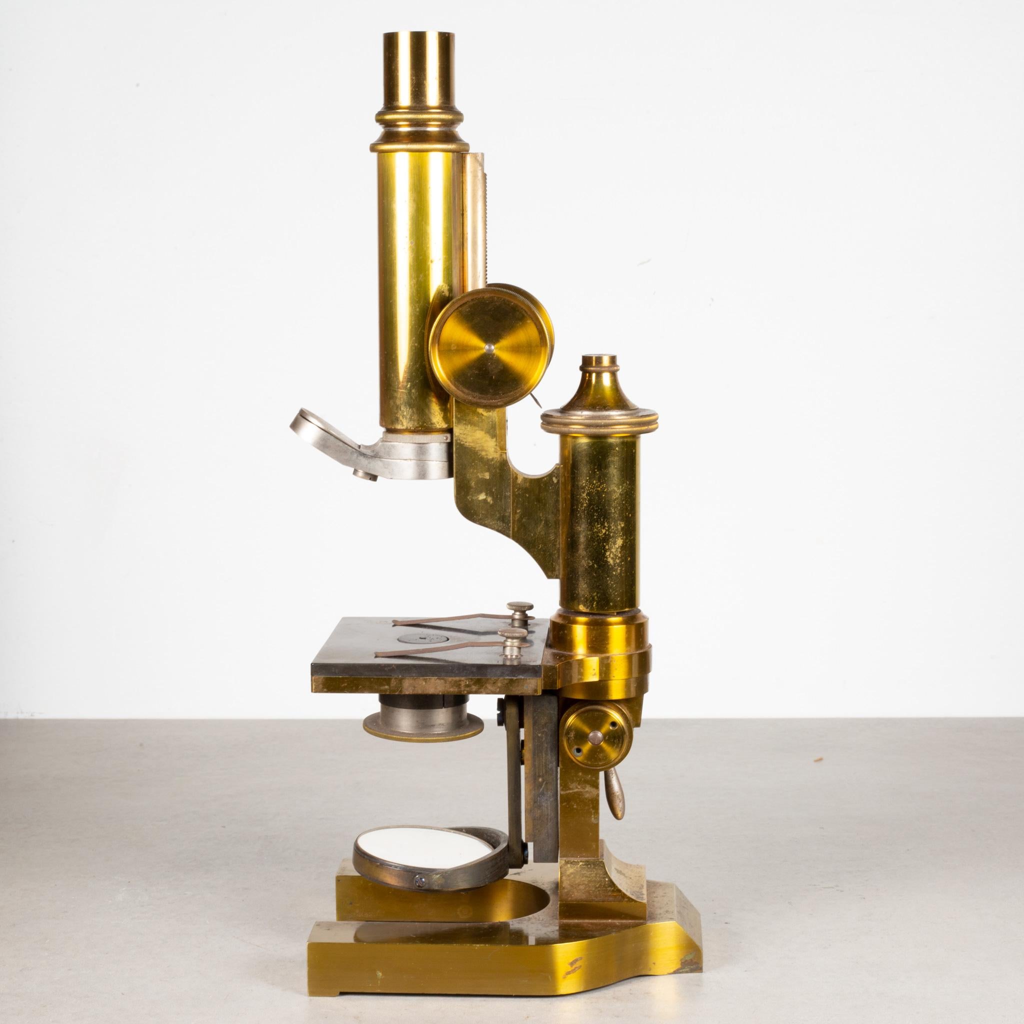 German 19th C. E. Leitz Wetzlar Solid Brass Microscope and Traveling Case, c.1892