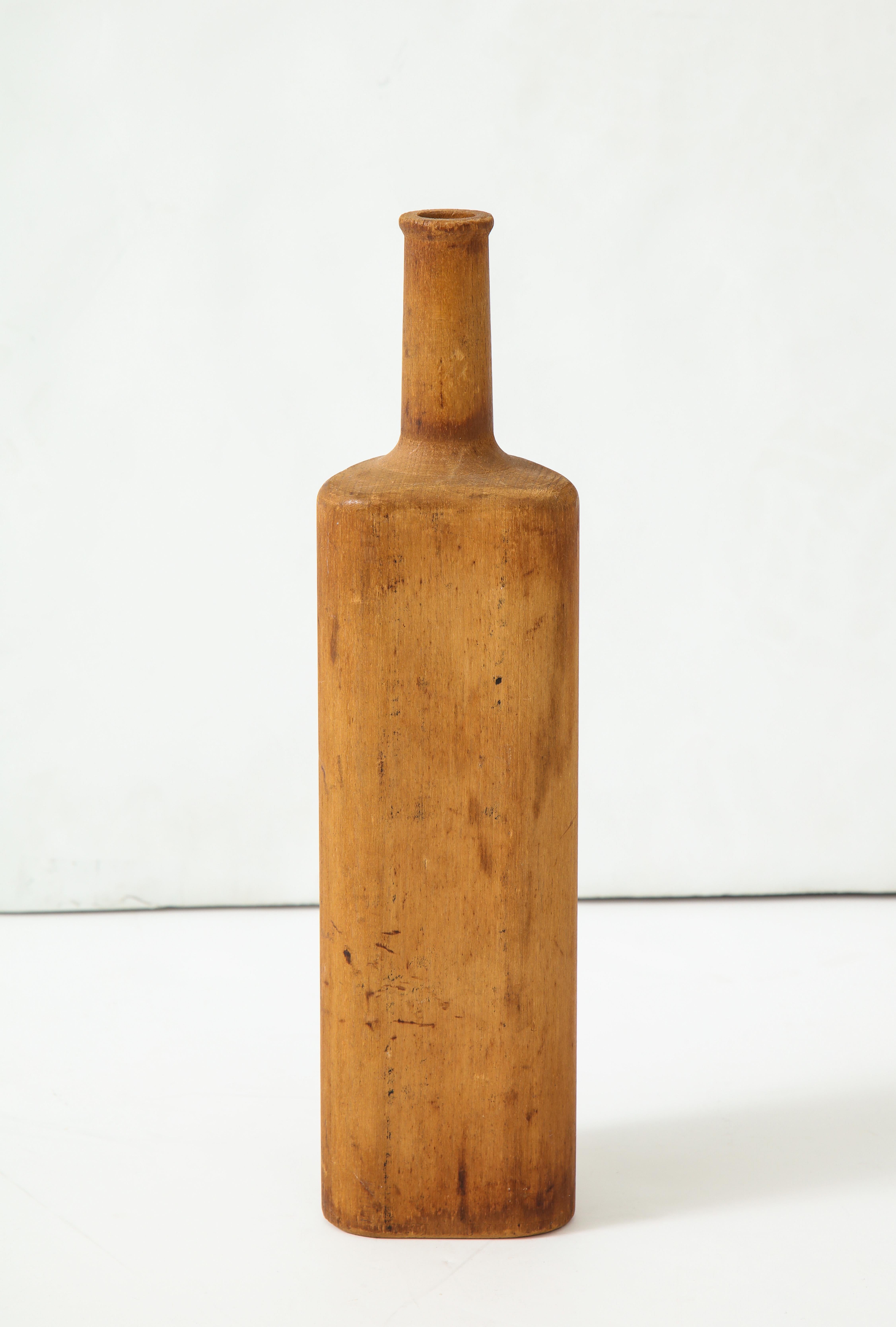 19th-early 20th century French mould for glass bottle, Hand-turned. Beautiful patina.