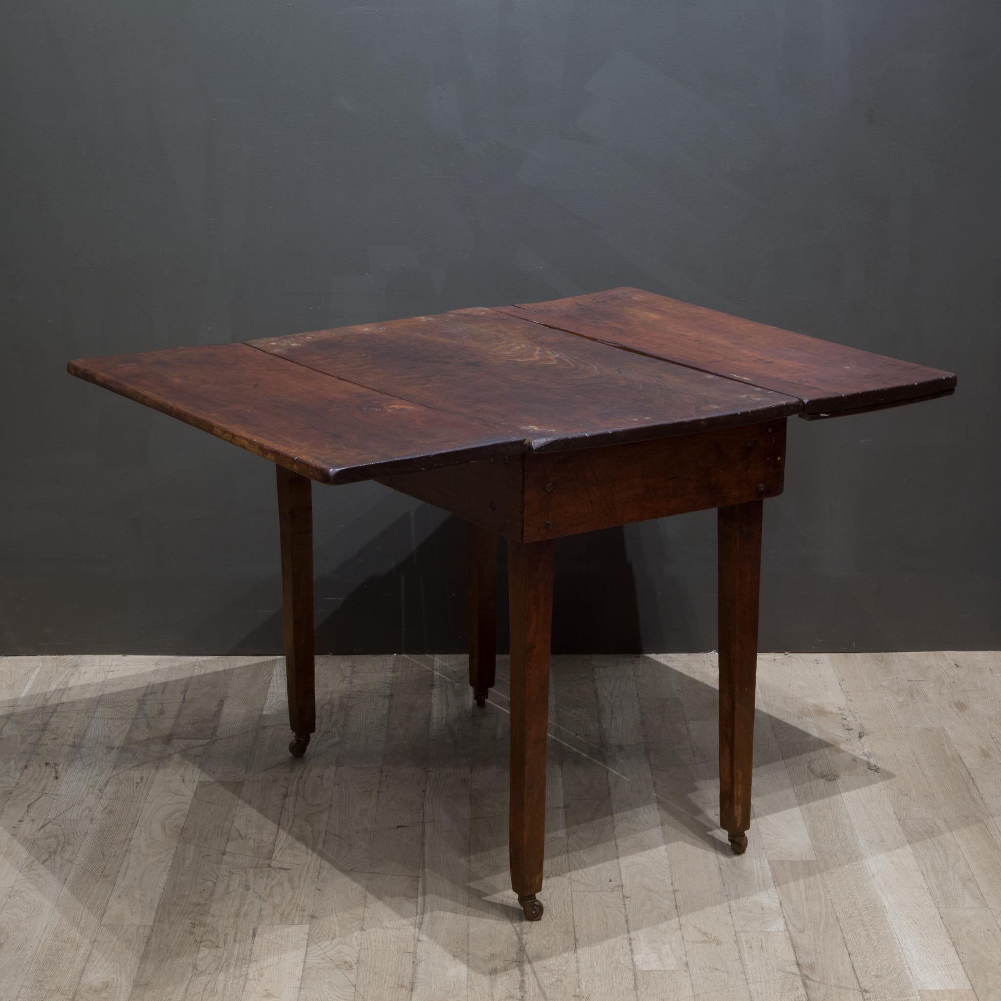 Cherry 19th C./Early 20th C. Rustic Drop Leaf Dining Table / Console, C.1880-1920