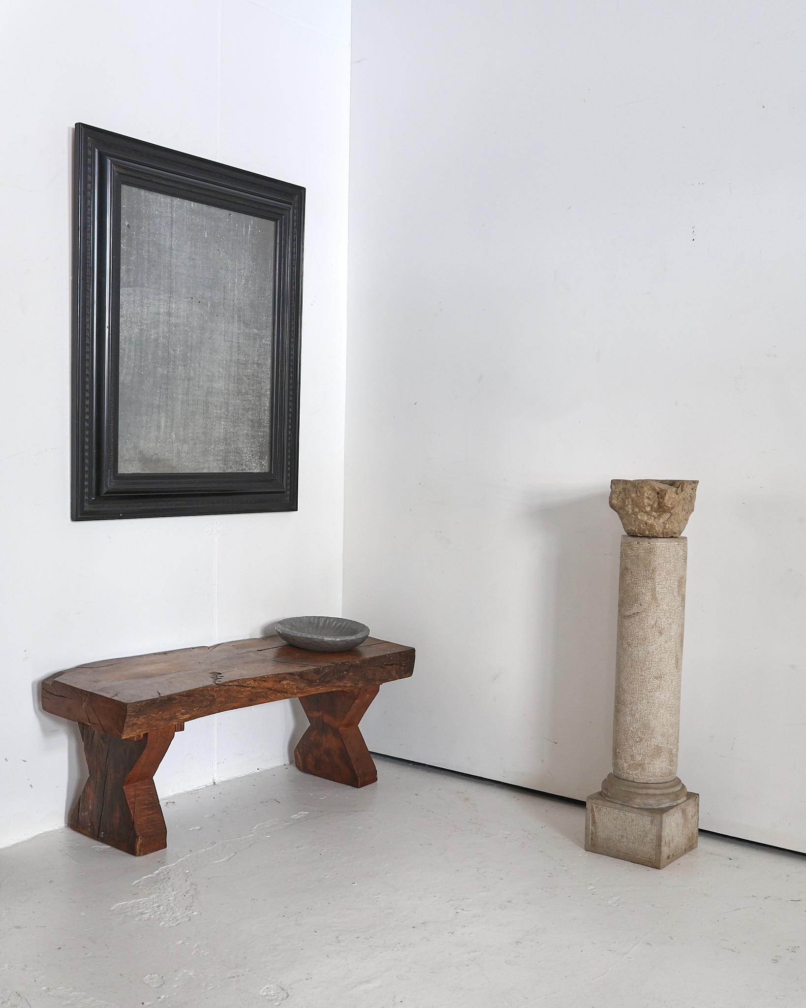 19th C. Ebonised Italian Mercury Ripple Frame Mirror In Good Condition For Sale In London, GB