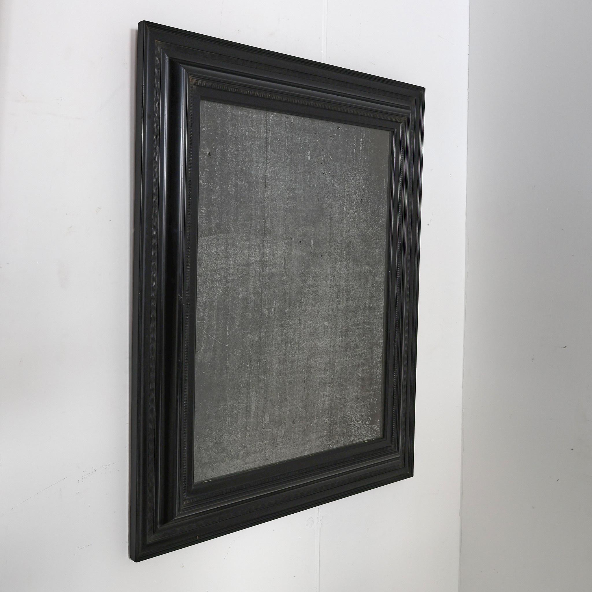 Late 19th Century 19th C. Ebonised Italian Mercury Ripple Frame Mirror For Sale