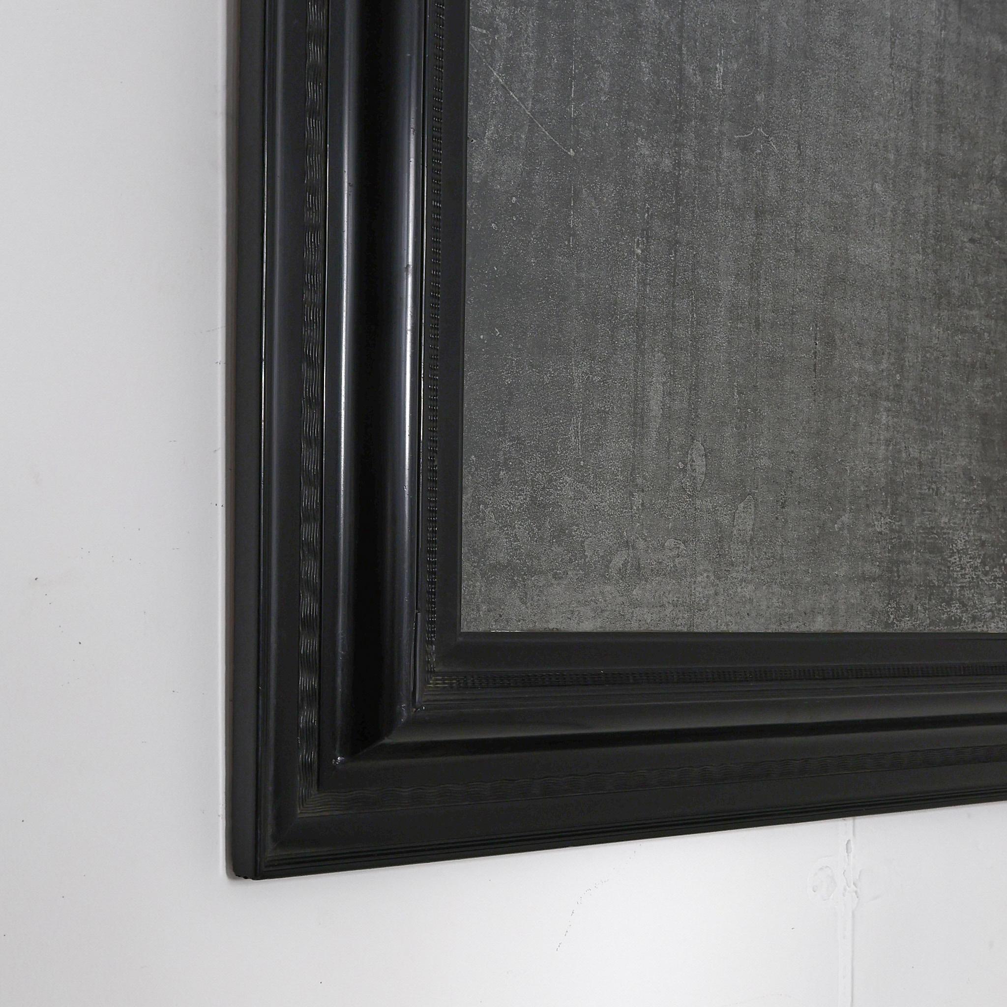 19th C. Ebonised Italian Mercury Ripple Frame Mirror For Sale 2