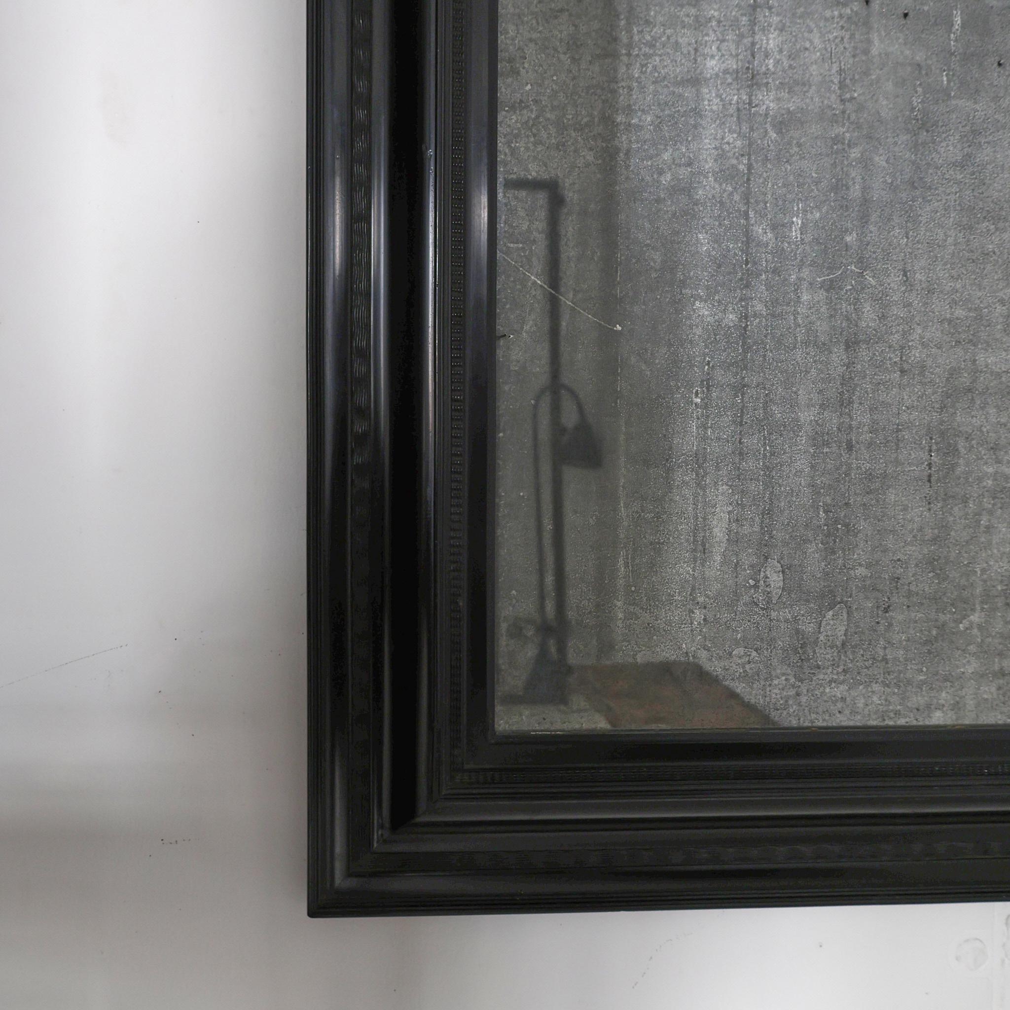 19th C. Ebonised Italian Mercury Ripple Frame Mirror For Sale 3