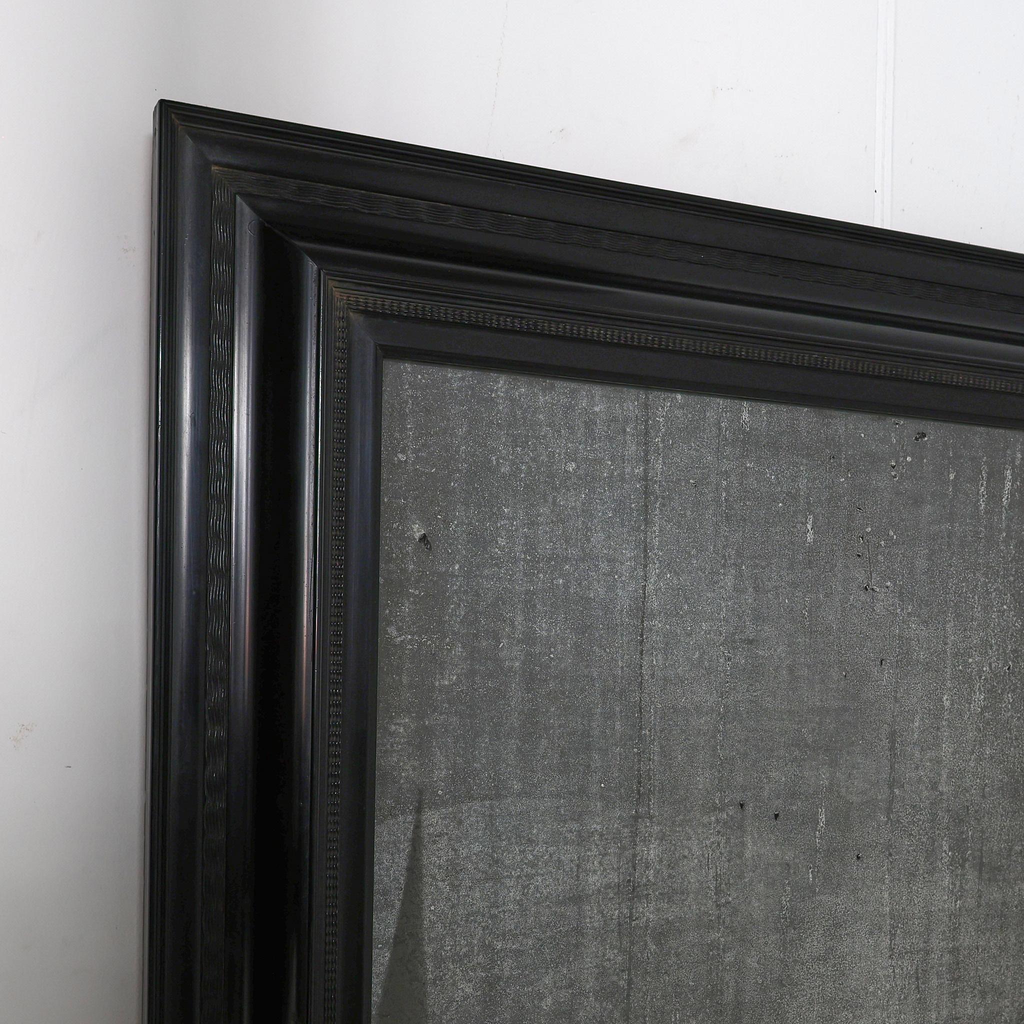 19th C. Ebonised Italian Mercury Ripple Frame Mirror For Sale 4