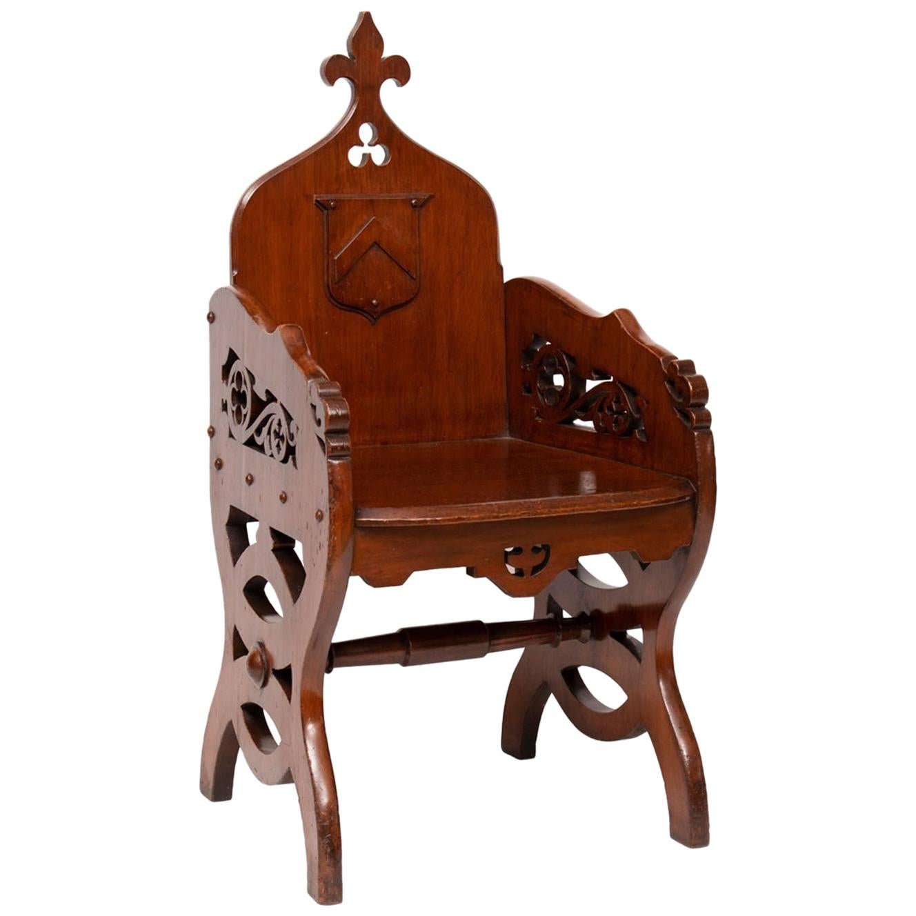 19th Century Ecclesiastical Gothic Revival Priests' Chair
