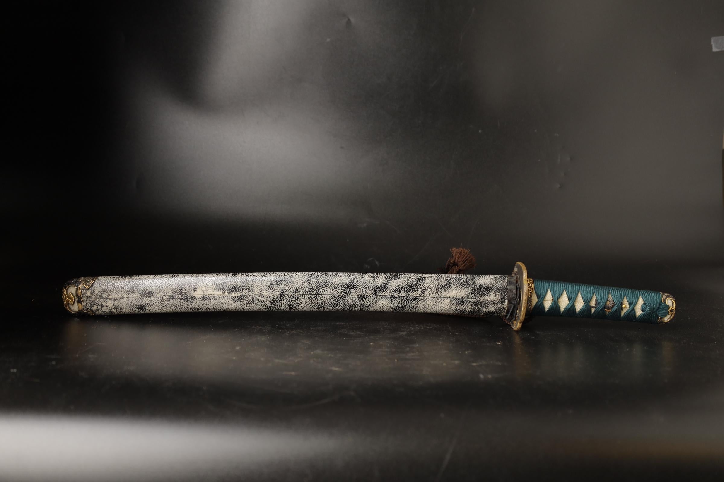 Gilt 19th Century (Edo-Meiji Period) Samurai Wakizashi Sword and Scabbards