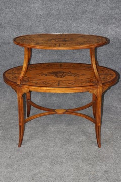 19th c Edward and Roberts Style 2 Tier Style Inlaid Desert Table