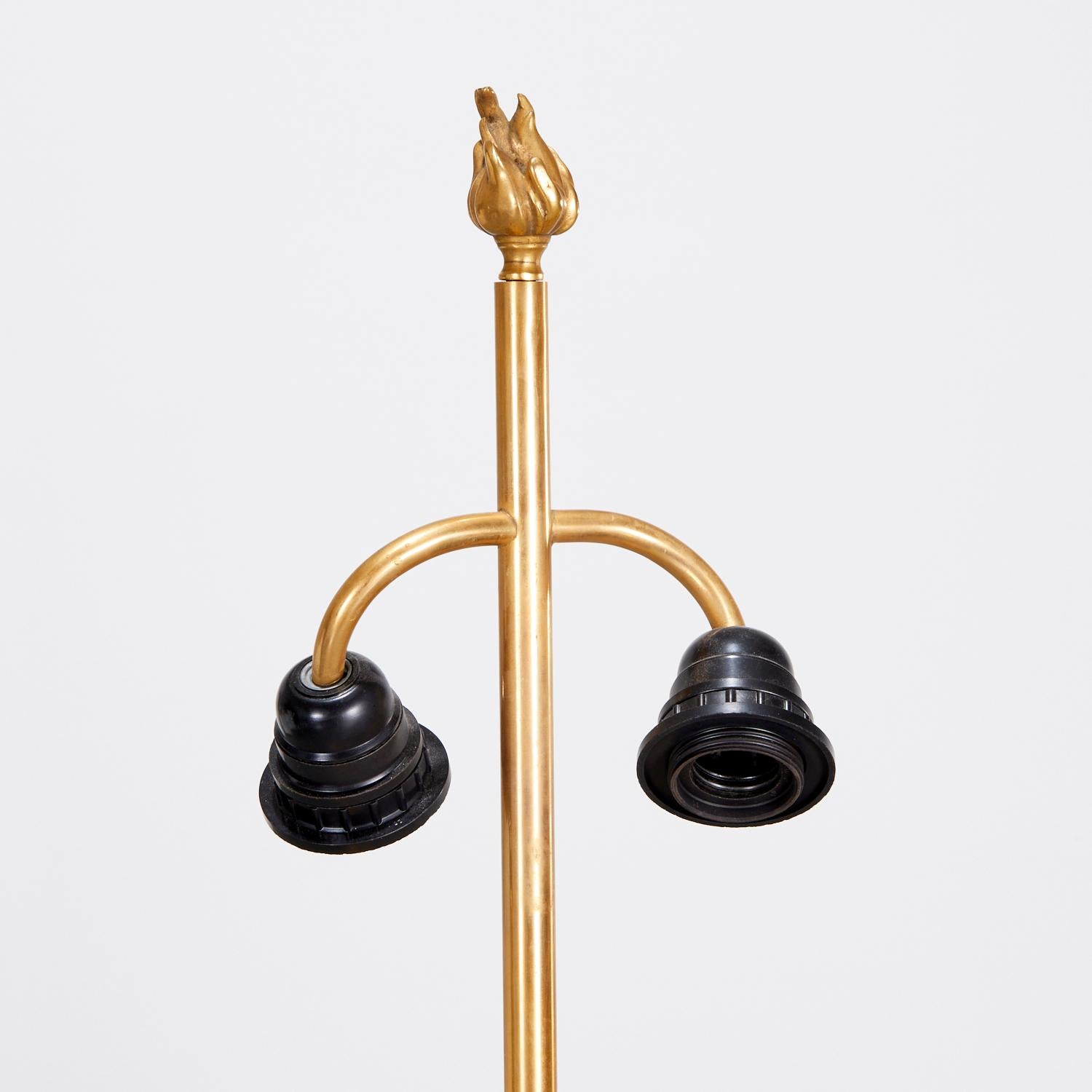 Louis XVI 19th C. E.F. Caldwell (attrib) Pair of Gilt Bronze and Rouge Royale Marble Lamps For Sale