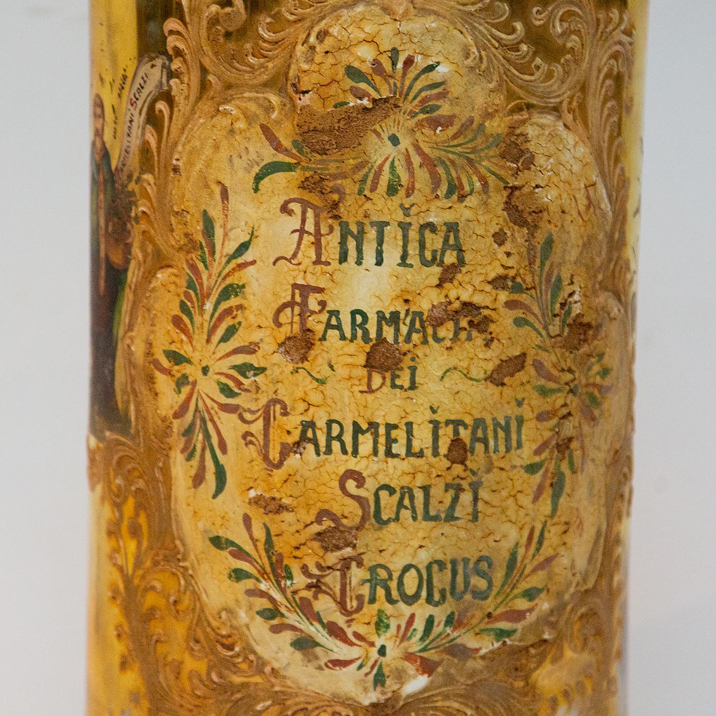 Glass Very Large 19th Century Églomisé Gold Italian Apothecary Jar 24 Inches