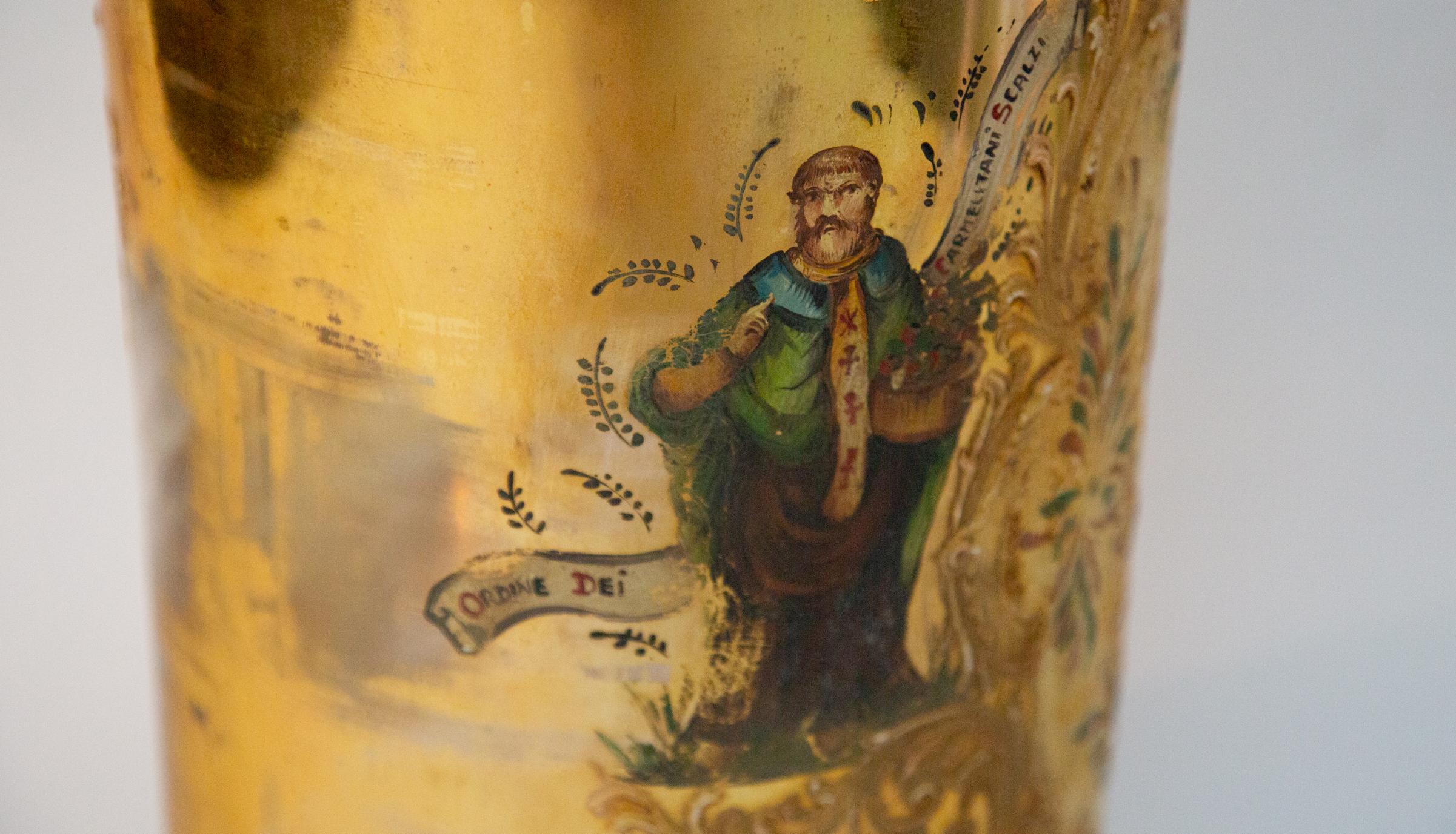 Very Large 19th Century Églomisé Gold Italian Apothecary Jar 24 Inches 1