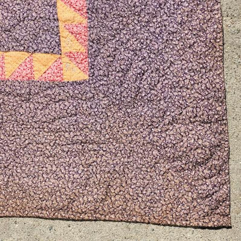 Hand-Crafted 19th C Eight Point Star Quilt with a Double Sawtooth Boarder For Sale